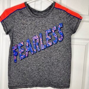 Girls Fearless Athletic Shirt Size 7/8 Gray Neon Orange Sport Tee